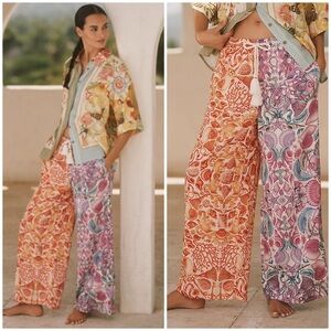 Anthropologie Celandine Linen Blend Wide Leg Pants by Emily Carter Size SP NWT